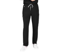 SKRUBZ Hachiko Mens Scrubs Pants | 9 Pocket Cargo Jogger Trousers | Half Elasticated Waistband | Breathable Stretch Fabric | Wrinkle-Resistant Medical Uniform Bottoms, Black, L