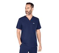 SKRUBZ Kaizen Men?s Scrubs Top | Short Sleeve Shirt | Nurse Tunic Medical Scrub | V-Neck One Pocket Scrubz with Side Slits | Anti-Wrinkle | Breathable | Ultra-Soft Top Navy