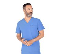 SKRUBZ Kaizen Mens Scrubs Top | Short Sleeve Shirt | Nurse Tunic Medical Scrub | V-Neck One Pocket Scrubz with Side Slits | Anti-Wrinkle | Breathable | Ultra-Soft Top Sky Blue