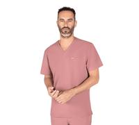 SKRUBZ Kaizen Mens Scrubs Top | Short Sleeve V-Neck Medical Tunic | Tailored Fit with Chest Pocket & Side Slits | Breathable Stretch Fabric | Wrinkle-Resistant Uniform Shirt, Mauve, XXL