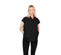 SKRUBZ Scrubs Top for Women | Mandarin Collar Nurse Uniform | Womens Scrub Shirt | 4-Way Stretch | Short Sleeves | Ultra-Soft | Two Side Pockets | Medical Workwear, Black, S
