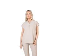 SKRUBZ Scrubs Top for Women | Mandarin Collar Nurse Uniform | Womens Scrub Shirt | 4-Way Stretch | Short Sleeves | Ultra-Soft | Two Side Pockets | Medical Workwear, Sand Stone, XXL
