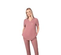SKRUBZ Tasca Womens Scrubs Top | V Neck Scrub Four Pockets with Invisible Side Pockets | Anti-Wrinkle Nurse Tunic | Breathable | Ultra-Soft | Medical Scrub Top for Ladies, Mauve, XXL
