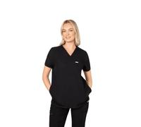 SKRUBZ Tasca Women's V Neck Four Pockets Scrub with Invisible Side Pockets, Black, L
