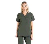 SKRUBZ Women's Scrub Tops V Neck 4 Way Stretch Nurse Tunic | Moss Green, M