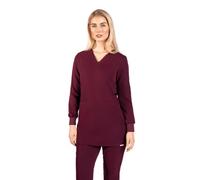 SKRUBZ Womens Scrubs Top | Long Sleeve V-Neck Medical Uniform | Tailored Fit Performance Fabric | Breathable & Durable Nurse Tunic for Healthcare Professionals, Burgundy, M