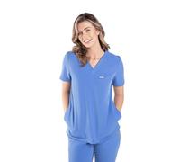 SKRUBZ Womens Scrubs Top | V-Neck Medical Tunic | 4 Pocket Design with Invisible Side Pockets | Breathable Stretch Fabric | Wrinkle-Resistant Professional Uniform Shirt, Sky Blue, L