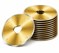 SKS-7 Titanium Coated 10 Packs 45mm Rotary Cutter Blades | Replacement Compatible with Olfa, Fiskar, Martelli, Truecut Cutter Perfect for Cuts Fabric, Sewing, Leather and Paper