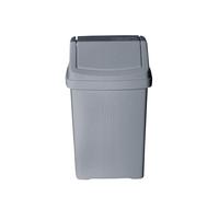 SKS 8L Silver Swing Bin with Swing Lid - Compact Kitchen Bathroom Waste Bin - Durable Modern Plastic Rubbish Bin for Home, Office, Bedroom & Utility Storage Use - Space Saving Easy Clean Dustbin