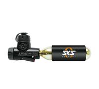 SKS Airbuster Handheld CO2 Pump, Black - Includes Replacement 16g Cartridge, Water Bottle Clip & Holder