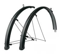 SKS GERMANY BLUEMELS Stripes 28 Inch 45 Set Mudguard Set, Wheel Guard (Pinstripe-Look, Sandwich Construction, Heavy Duty and Rigid, ASR Safety System, V-Braces for Easy Installation), Black