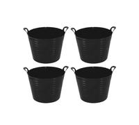 SKS DISTRIBUTION 20/26L Black Flexi Tub (4 Pack) - Heavy Duty Flexible Tubs with Strong Carry Handles for Garden Waste, Laundry Sorting, Camping, Garage Storage, DIY, Cleaning & Household Utility Task