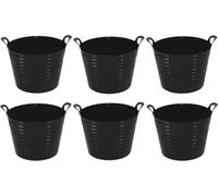 SKS DISTRIBUTION 20/26L Black Flexi Tub (6 Pack) - Durable Flexible Plastic Storage Buckets for Gardening, Cleaning, Laundry, Planter Pot/Tub Use, Pet Food, Construction Work & Outdoor Utility Tasks