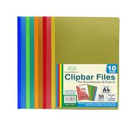 SKS Distribution (25 Pack) A4 Clear Clip Bar Files - Reusable Document Holders for School, University, Business Event Planning, Training Materials, Interview Prep & Certificates Portfolios (Assorted)