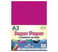 SKS Distribution A3 Recycled Sugar Paper, 50 Sheets, 70 GSM Assorted Coloured Craft Paper for Posters, Classroom Displays, Drawing, Arts & Crafts, School Projects, Origami Activities & DIY Decorations