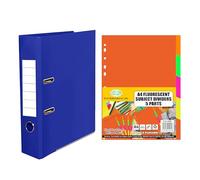 SKS Distribution A4 Lever Arch File with 5 Part Neon Sheets, Blue, 36