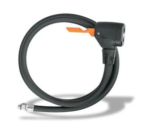 SKS GERMANY Hose with MV EASY head Spare part for RENNKOMPRESSOR bicycle pump hose (pump head with hose, all valve types, 1170 mm, thread M 8 x 0.75), Black