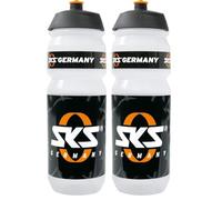 SKS GERMANY LOGO BOTTLE LARGE 750 ml drinking bottle in GERMANY design (bicycle accessory for all common bottle cages, leak-proof push-pull valve, ergonomic shape, removable lid) (Pack of 2)