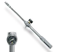 SKS GERMANY MSP Dämpferpumpe (Mountain Suspension Pump), Luftpumpe Fahrrad (Fahrradpumpe mit abschraubbarem Stahlflexschlauch, Druck max.: 20 bar / 290 PSI, Ventilanschluss: AV), Silber, 10 x 3 x 3 cm