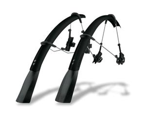 SKS GERMANY Raceblade Pro Set Black Mudguard Set, Ideal for Road Bikes (Super Lightweight Bicycle Accessories with Extra Long Spoiler, Quick Release, Includes Struts and Fixings) Black