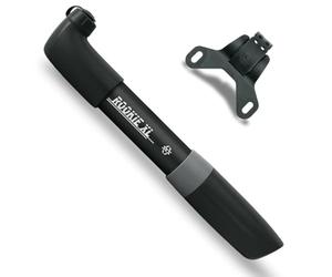 SKS GERMANY ROOKIE XL BLACK bicycle pump with strong pumping power (bicycle accessory with reversible head for all valves, robust and powerful, max. pressure: 5 bar / 73 PSI), black.