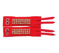 SKSM METALS Brass Ghungroo Ankle Bells Velvet Pad for Classical Kathak Dance with Adjustable Strap - (Red Velvet 2 CM), 2Line, Brass, no gemstone