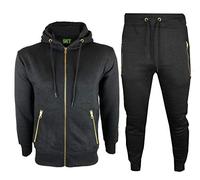 SKT BRASS Mens Slim Fit Tracksuit Hoody & Bottom (Black, m)
