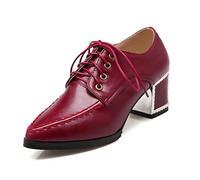 SKT Ladies's Shoe Women's Shoes Chunky Heel Ankle Strap/Pointed Toe/Closed Toe Oxfords Office & Career/Casual Black/Yellow/Burgundy , Yellow-US8.5 / EU39 / UK6.5 / CN40 , Yellow-US8.5 / EU39 / UK6.5 / CN40