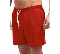 SKT Men's Board Shorts with Mesh Lining, Quick Dry Swim Trunks with Elasticated Waist, Side Pockets, Multiple Colours (UK, Alpha, M, Regular, Regular, Red)