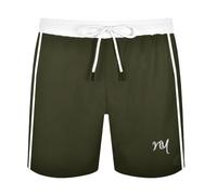 SKT Men's Swim Shorts with Mesh Lining, Side Pockets, Embroidery Logo, Holiday Beach Board Shorts (UK, Alpha, M, Regular, Regular, Green)