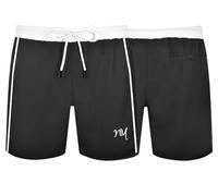 SKT Men's Swim Shorts with Mesh Lining, Side Pockets, Embroidery Logo, Holiday Beach Board Shorts (UK, Alpha, M, Regular, Regular, Black)