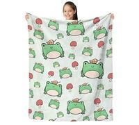 SKT T1 Frog Blanket Cute Frogs Mushroom Green Throw Blankets for Kids Girls Boys Adults, Funny Frogs Gifts for Frog Lovers, Soft Fluffy Cozy Flannel Blankets for Nap Bed Couch Office 50"x40"
