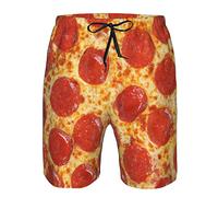 SKT T1 Men's Beach Board Shorts Swim Trunks Quick Dry Swimsuit Bathing Suits Swimwear Casual Athletic Shorts with Pockets, Pizza, M
