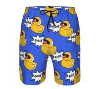 SKT T1 Men's Swim Trunks Quick Dry Beach Board Shorts with Pockets Athletic Swimwear Running Surf Workout Sports Shorts, Duck, M