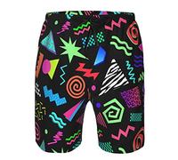 SKT T1 Men's Swim Trunks Quick Dry Beach Shorts Surf Board Running Athletic Shorts with Pockets Summer Novelty Swimwear, 80s 90s, M
