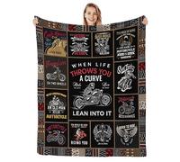 SKT T1 Motorcycle Blanket Motorcycle Gifts for Men Adults Teen Boys, Retro Motocross Throw Blanket, Funny Dirt Bike Blankets and Throws, Soft Cozy Brown Black Fleece Flannel Blankets 60"x50"