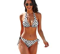 SKT T1 Women's 2 Pieces Bikini Set Summer Beach Swimsuit Bathing Suits Halter Triangle Tie Side Padded Bikini Swimwear, Penguin, S
