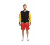 SKT Unisex College Varsity Jacket, Classic Letterman Style with Snap Button Front (UK, Alpha, M, Regular, Regular, Black/Yellow)