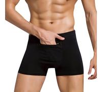 SKTAMAI Stash Pocket Underwear for Men, Men's Boxer Briefs with a Secret Pocket., Black, S