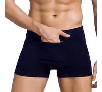 SKTAMAI Stash Pocket Underwear for Men, Men's Boxer Briefs with a Secret Pocket., Dark Blue, M