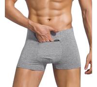 SKTAMAI Stash Pocket Underwear for Men, Men's Boxer Briefs with a Secret Pocket., Grey, XL