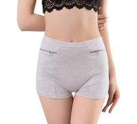 SKTAMAI Women's Hidden Pocket Panties, Security Hidden Pocket Shorts, Secret Pocket Underwear., Grey, S