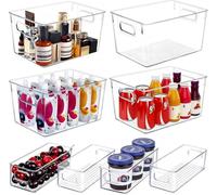SKTEET Set of 8 Clear Plastic Storage Bins, 4 Large and 4 Small Stackable Storage Containers for Pantry Organization and Kitchen Storage Bins,Home Edit and Cabinet Organizers