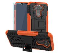 SKTGSLAMY for LG Aristo 5 Case,with HD Screen Protector,Phoenix 5X,Tribute Monarch,Fortune 3 Case, [Shockproof] Tough Rugged Dual Layer Protective Case Hybrid Kickstand Cover for LG K31 (Orange)