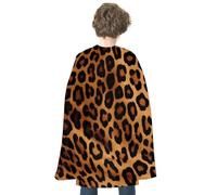 SKTNBM Halloween Cosplay Cape,Cool Cheetah Leopard Print Halloween Cape,Super-Hero Cloak for Halloween Party Dress Up