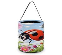 SKTNBM Halloween Trick Or Treat Bags,Cartoon Ladybug Flower Print Candy Tote Bucket,Tote Gift Bucket,Halloween Hand-held Candy Bag, Cartoon Ladybug Flower, One Size