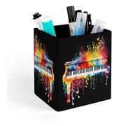 SKTNBM Pen Holder Pencil Holder for Desk,Colorful Piano Keyboard Music Print Leather Pen Container,Durable Pencil Cup,Desk Organizer Makeup Brush Holder