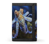 SKTNBM Trifold Wallet,Blue Ringed Octopus Print Slim Wallet,front Pocket Wallet,best Men's Trifold Wallet,slim And Sleek for Men And Women, Black, One Size, Modern