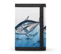 SKTNBM Trifold Wallet,Bluefin Tuna Thunnus Print Slim Wallet,front Pocket Wallet,best Men's Trifold Wallet,slim And Sleek for Men And Women, Black, One Size, Modern