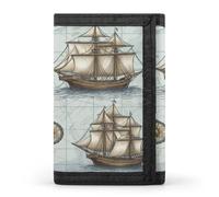 SKTNBM Trifold Wallet,Boat Map Print Slim Wallet,front Pocket Wallet,best Men's Trifold Wallet,slim And Sleek for Men And Women, Black, One Size, Modern